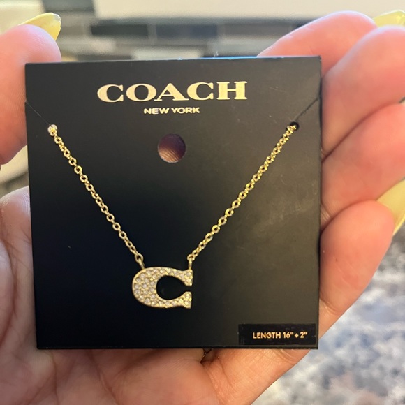 COACH Pave Signature 'C' Necklace - Gold NWT - Picture 5 of 5